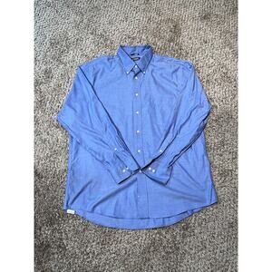 Chaps Blue Longsleeve Button Down Collared Shirt Men Size 17 34/35 Classic Fit